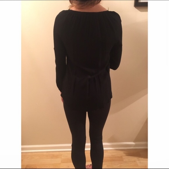 ZARA Black Lace & Tie-Front Blouse - Picture 5 of 5